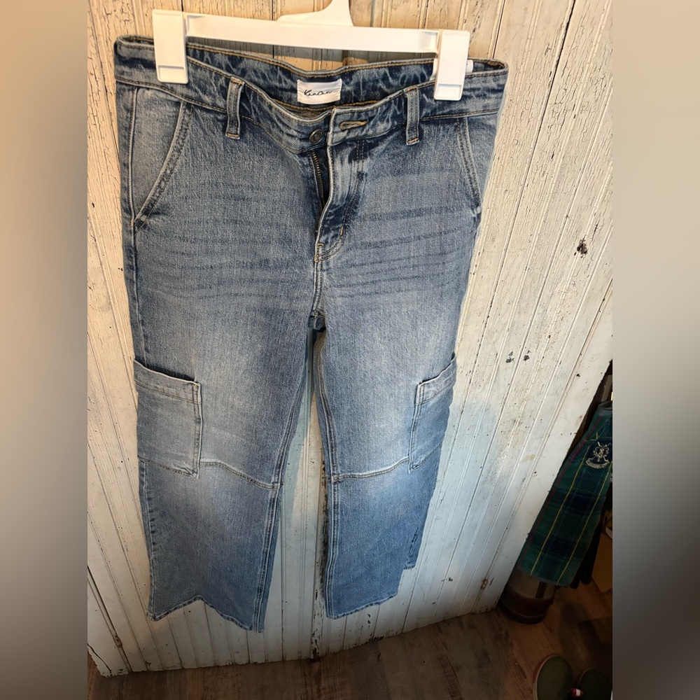 Kancan Cargo Pocket Jeans Womens 5/26 Utility Denim Straight Leg